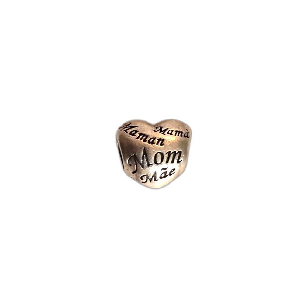 PANDORA A Mother’s Heart Charm Sterling Silver Multilingual “Mom" Engraved Heart